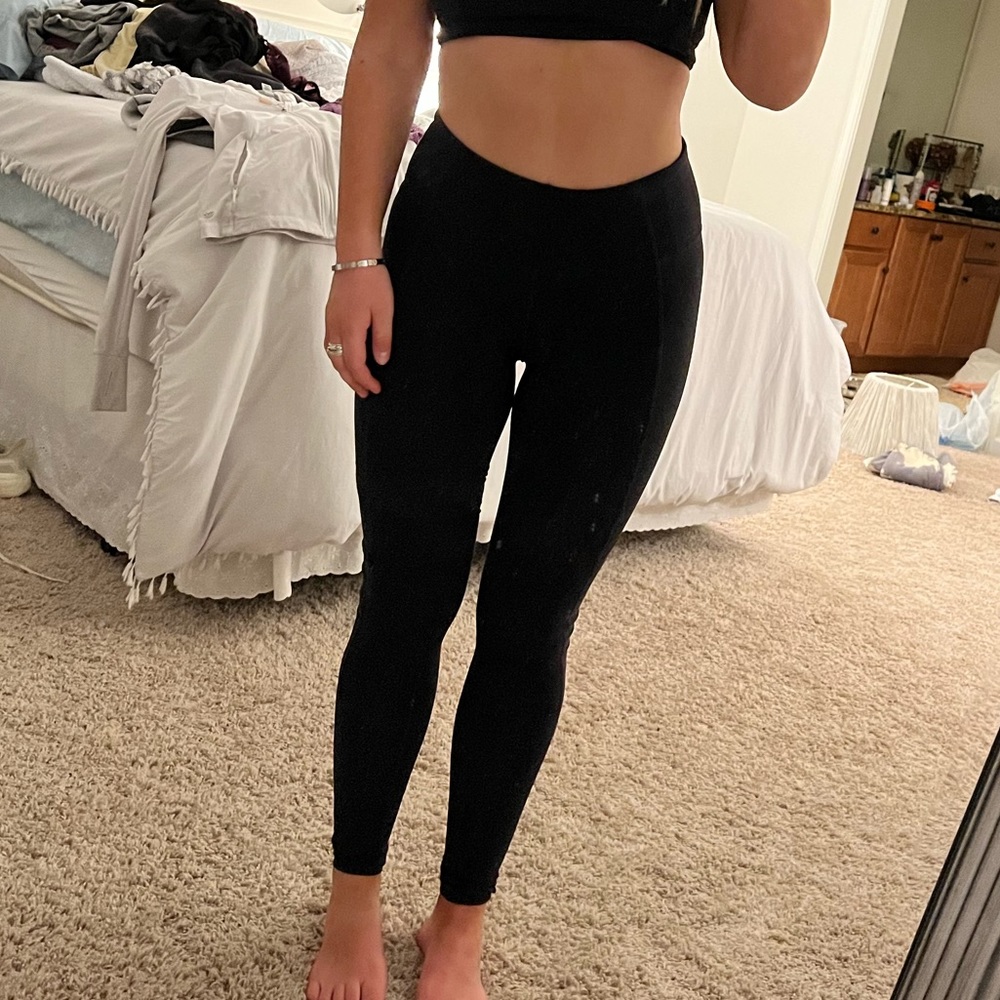 Athleta Chaturanga High Rise Mesh Tux Leggings Black